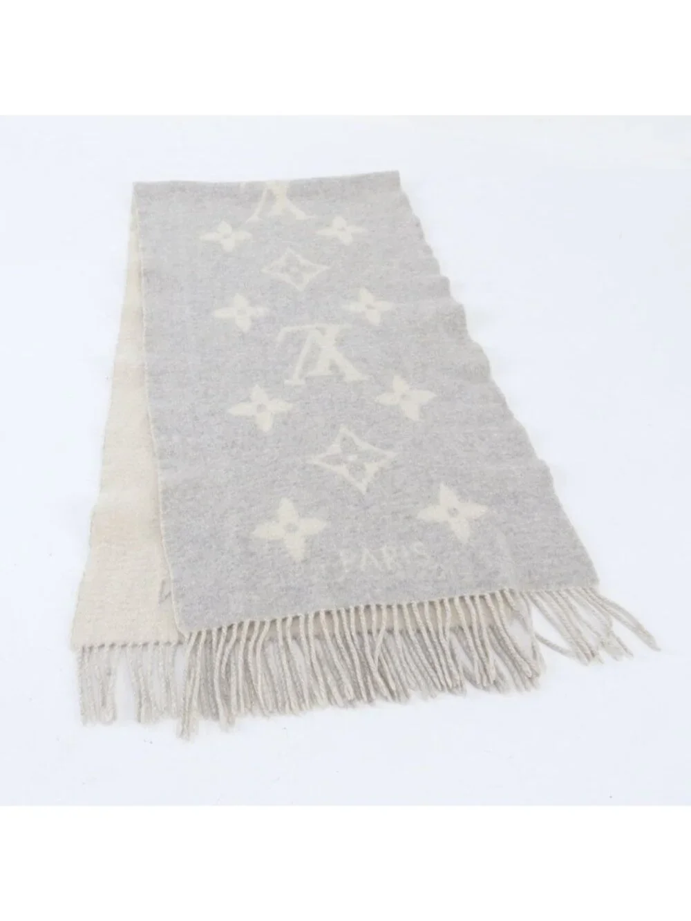 Louis Vuitton Tag Echarpe Reykjavik Cashmere 100% Monogram Scarf Gray